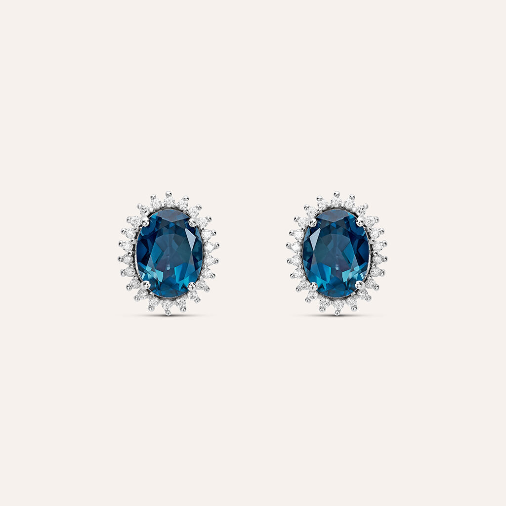 Orecchini Lobo Amélie Oro Bianco Topazio Cubic Zirconia