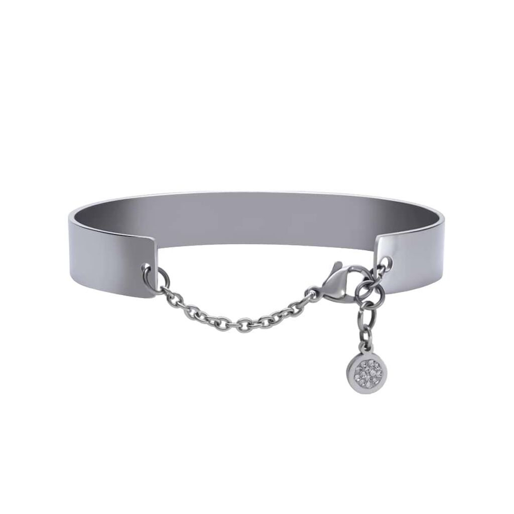 Bangle “Go wild for a while” a forma di cuore in acciaio e strass - Bracciali Rigidi Donna | Stroili