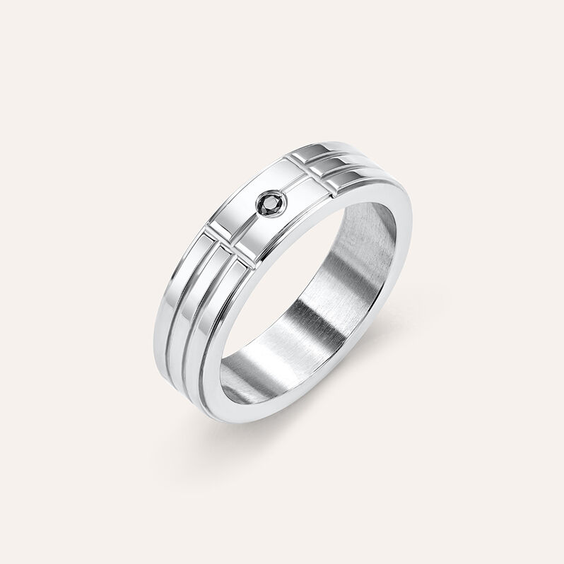 Anello Fascia Man Code Acciaio Cubic Zirconia - Anelli con Incisione Uomo | Stroili