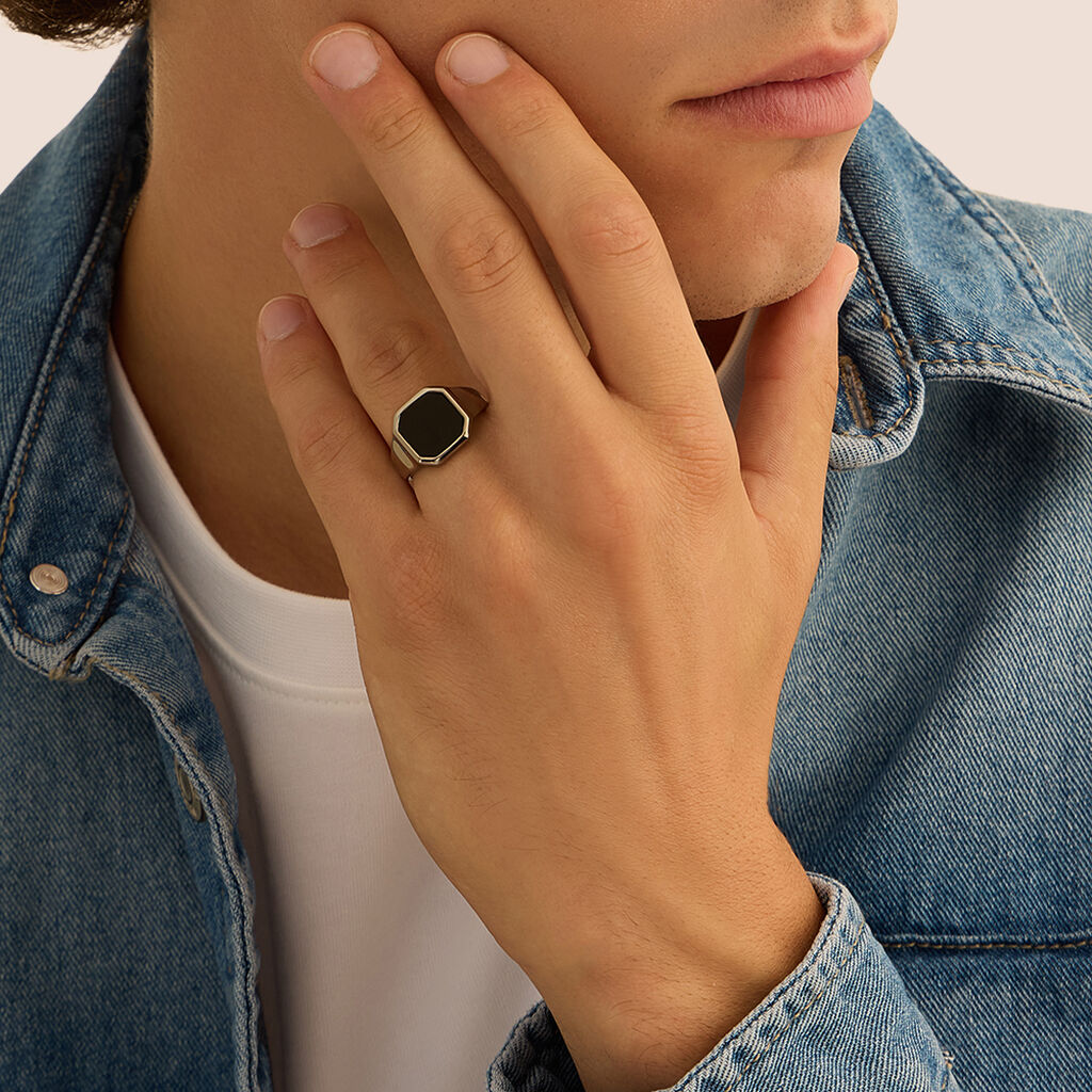 Anello Chevalier Man Code Acciaio Onice