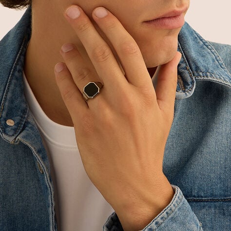 Anello Chevalier Man Code Acciaio Onice - Anelli Chevalier Uomo | Stroili