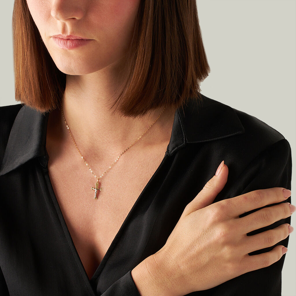 Collana Cristo Holy Oro Bicolore Giallo / Bianco - Collane Unisex | Stroili