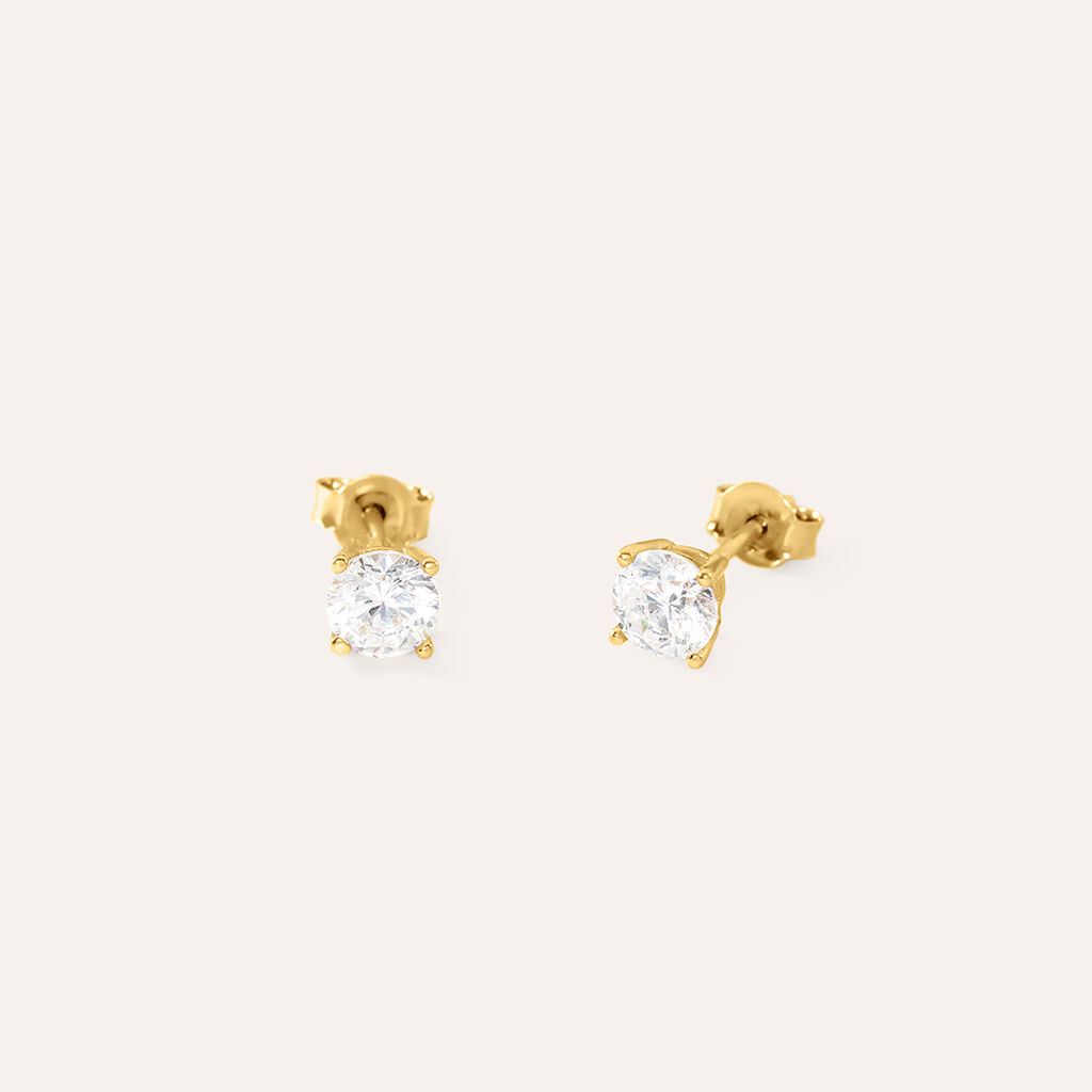 Orecchini Lobo Punto Luce Silver Glow Argento Dorato Cubic Zirconia