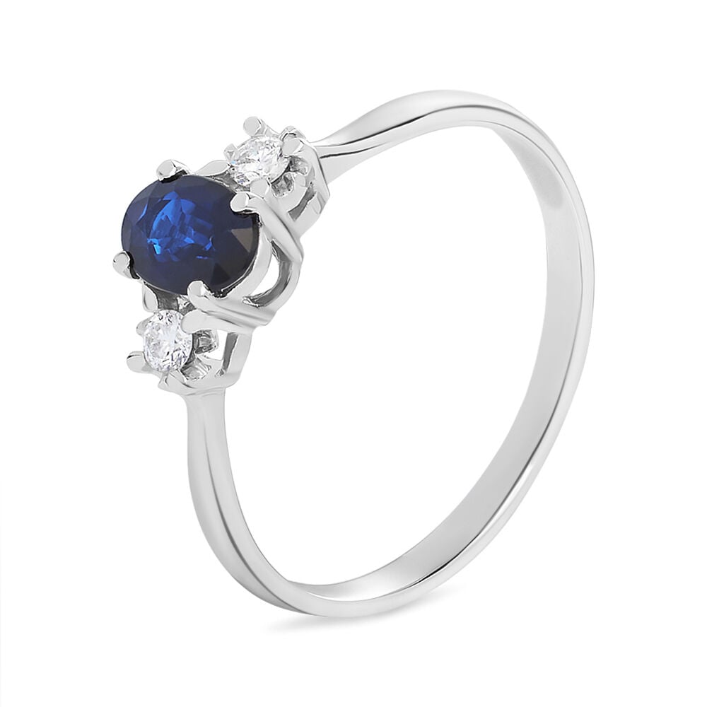 Anello Elizabeth Crown Oro Bianco Zaffiro Ovale E Diamanti 1662998 Stroili