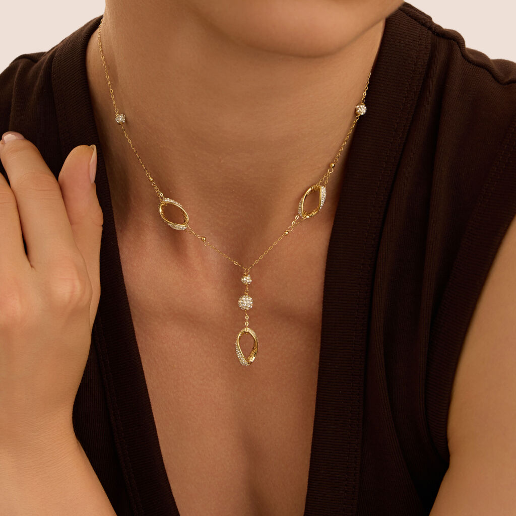 Collana Christelle Oro Giallo Cristallo