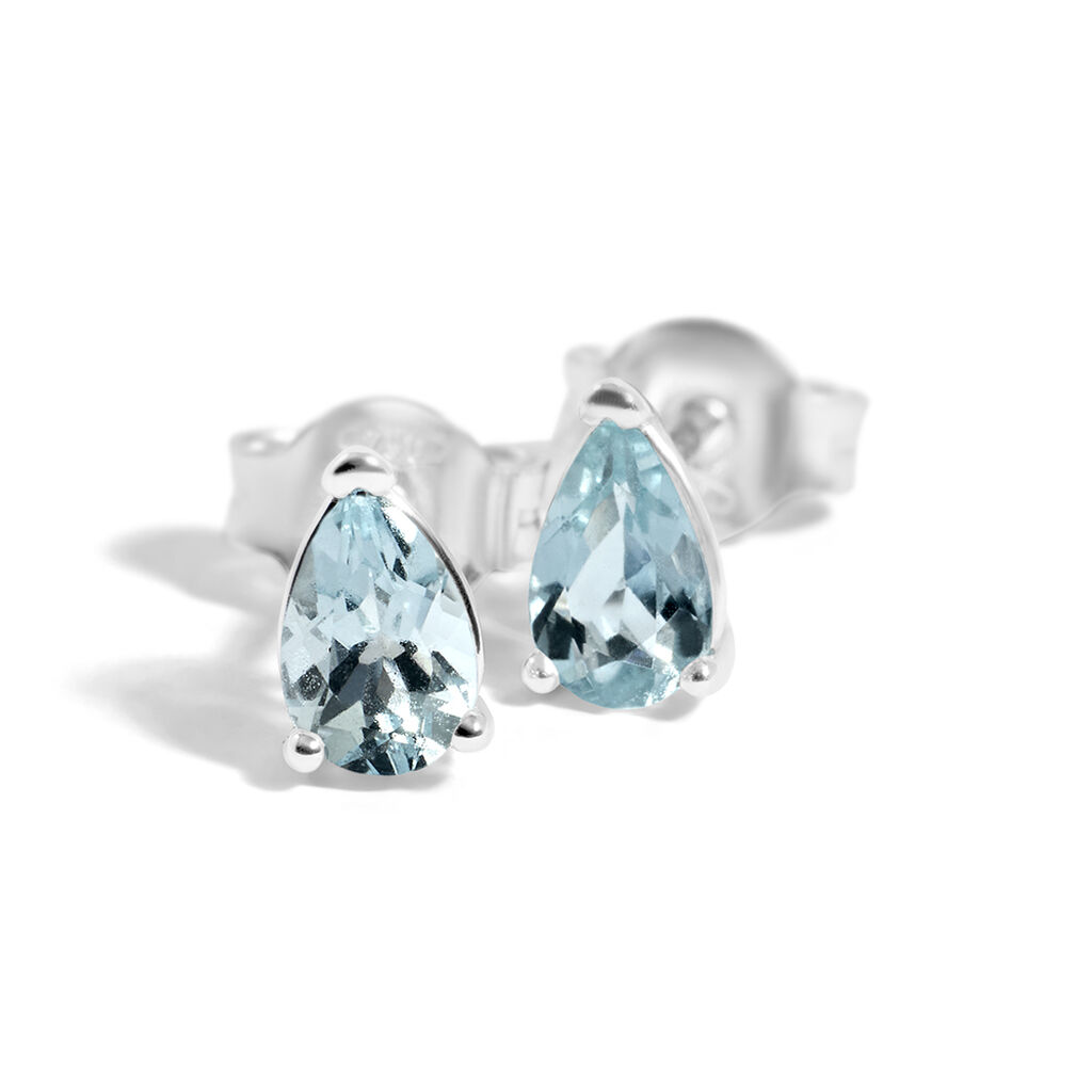 Orecchini Lobo Punto Luce Acquamarina Oro Bianco Acquamarina - Orecchini a Lobo Donna | Stroili