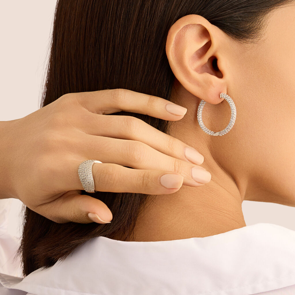 Orecchini A Cerchio Silver Shine Argento Rodiato Cubic Zirconia - Orecchini a Cerchio Donna | Stroili