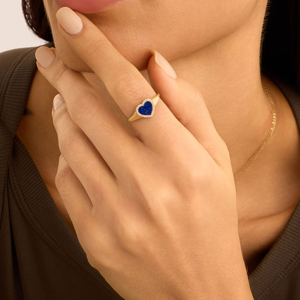 Anello Chevalier Beverly Oro Giallo Lapislazzuli Cubic Zirconia