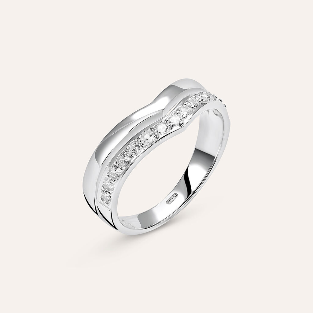 Anello Fascia Silver Shine Argento Rodiato Cubic Zirconia