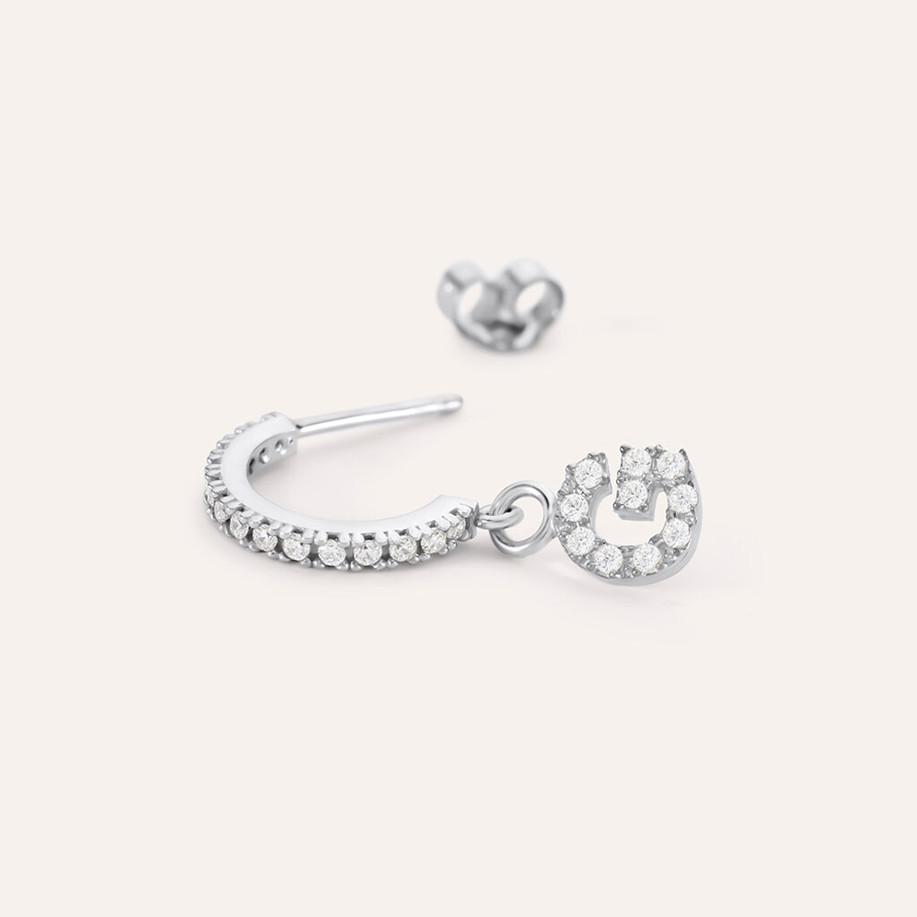 Mono Orecchino A Cerchio Silver Moments Argento Rodiato Cubic Zirconia