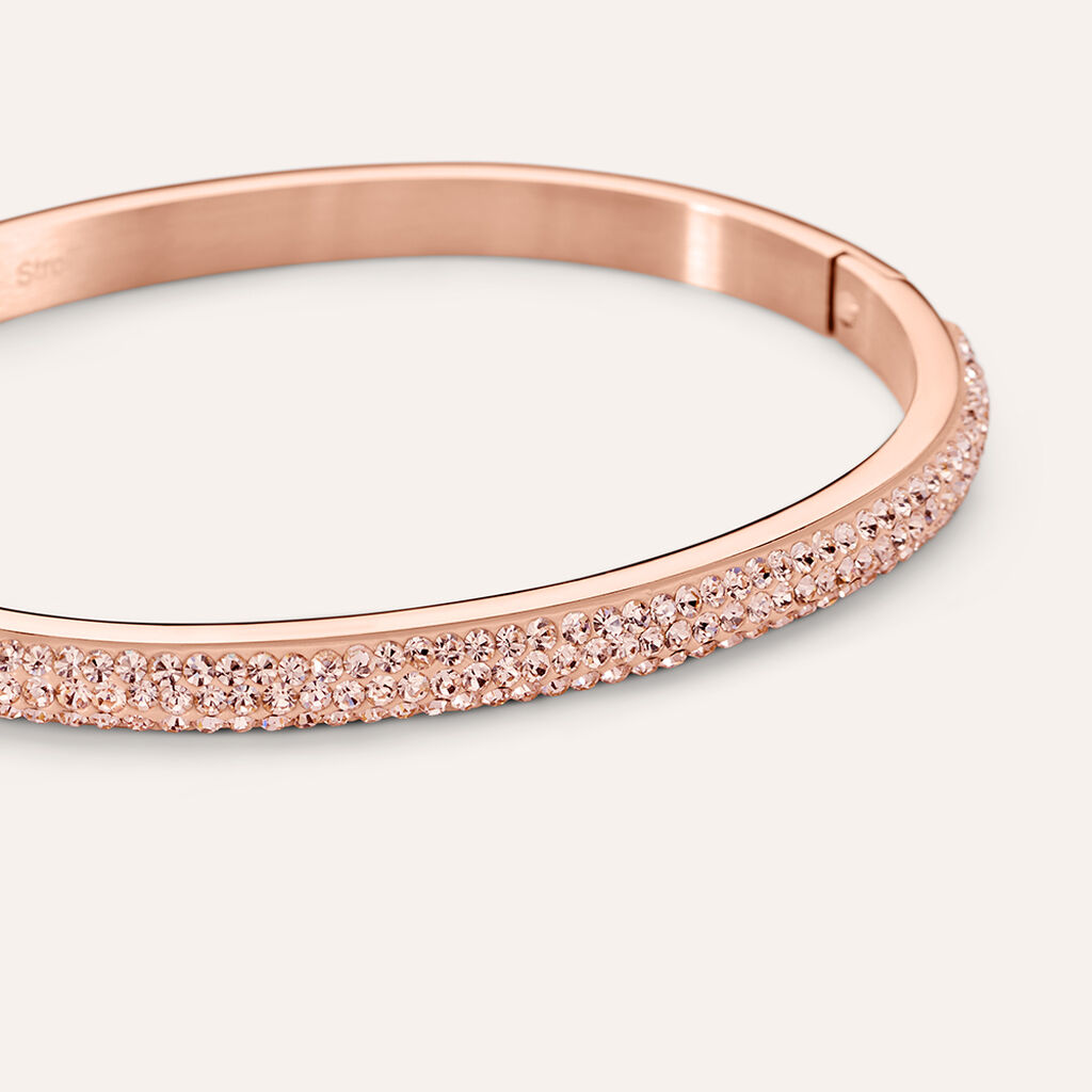 Bangle Aura Acciaio Rosa Cristallo