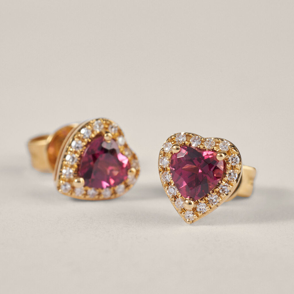 Orecchini Lobo Jasmine Oro Giallo Rodolite Diamante - Orecchini a Lobo Donna | Stroili