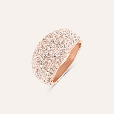 Anello Fascia Aura Acciaio Rosa Cristallo