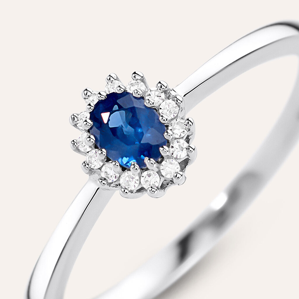 Anello Solitario Kate Charlotte Oro Bianco Zaffiro Diamante