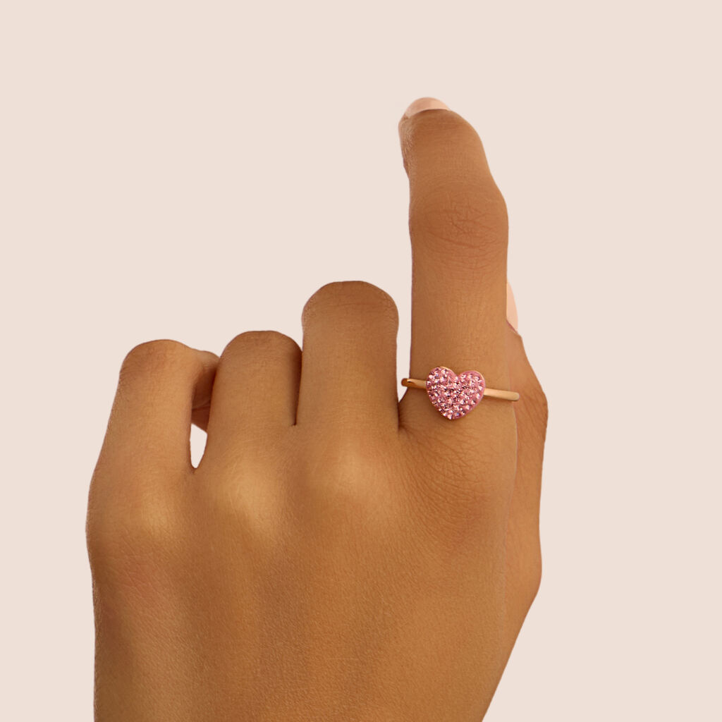 Anello Fantasia Aura Acciaio Rosa Cristallo