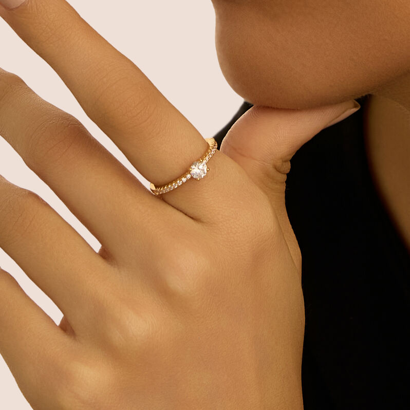 Anello Solitario Golden Dream Placcato Oro Giallo Cubic Zirconia - Anelli con Pietre Donna | Stroili