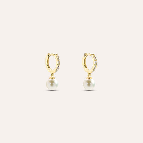 Orecchini A Cerchio Gabrielle Oro Giallo Perla D'Acqua Dolce Cubic Zirconia - Orecchini a Cerchio Donna | Stroili