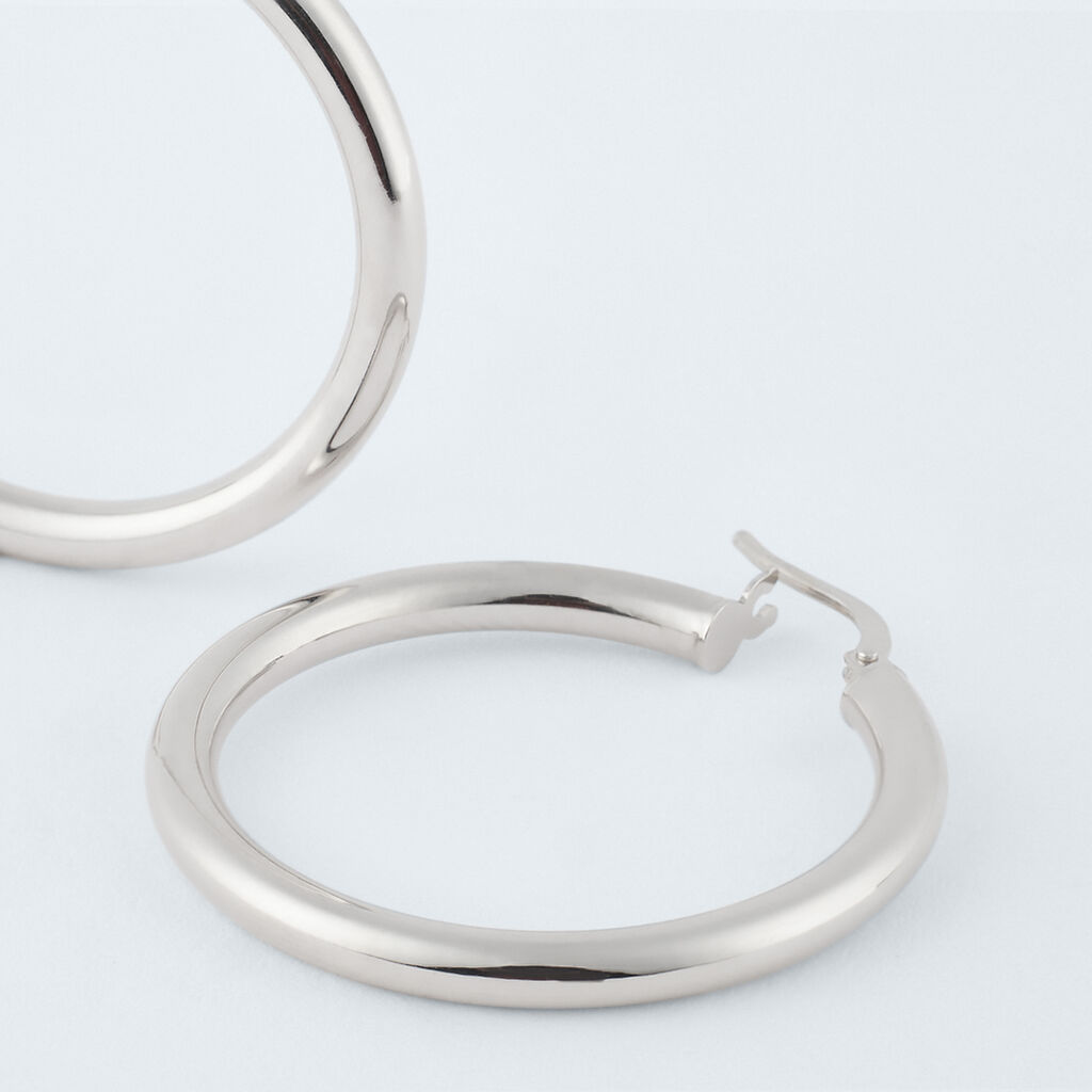 Orecchini A Cerchio Toujours Oro Bianco - Orecchini a Cerchio Donna | Stroili