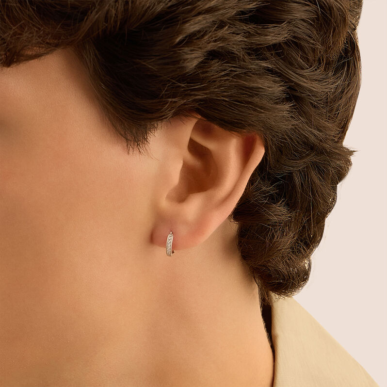 Mono Orecchino A Cerchio L'homme Or Oro Bianco Cubic Zirconia - Mono Orecchino Uomo | Stroili