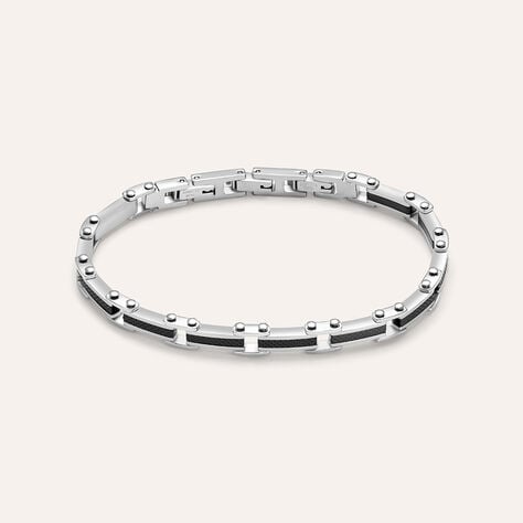 Bracciale Man Code Acciaio Bicolore Bianco / Nero Cristallo - Bracciali Uomo | Stroili