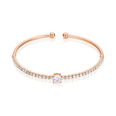 Bangle in metallo rosato e strass