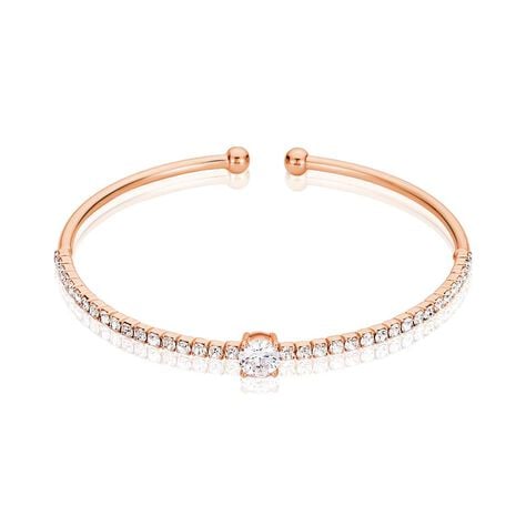 Bangle in metallo rosato e strass - Bracciali Donna | Stroili