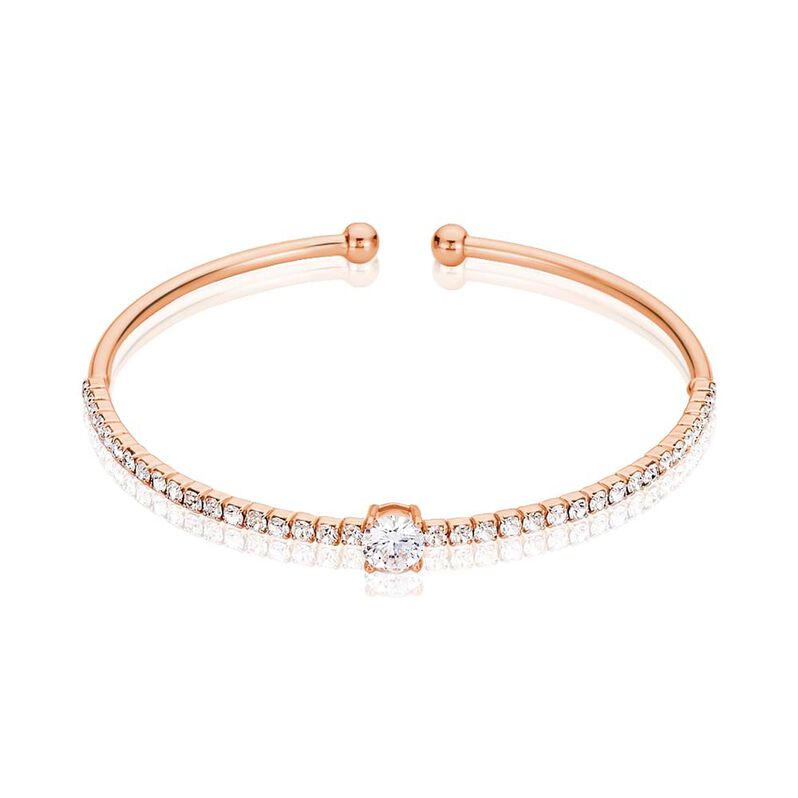 Bangle in metallo rosato e strass - Bracciali Donna | Stroili