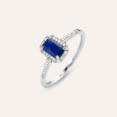 Anello Solitario Charlotte Oro Bianco Zaffiro Diamante - Anelli con Pietre Donna | Stroili