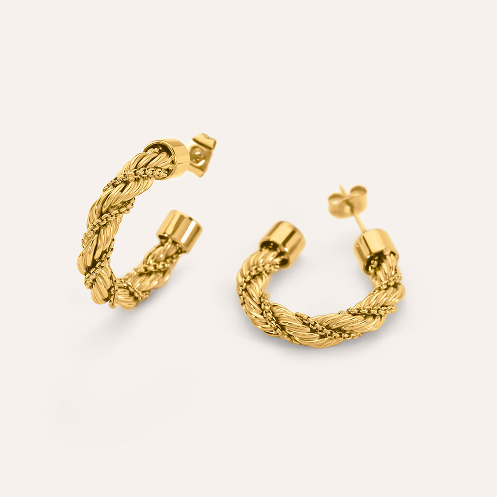 Orecchini A Cerchio Radiance Acciaio Dorato