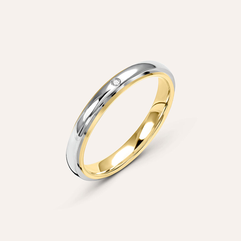 Fede Comoda 3 mm Oro Bicolore Diamante