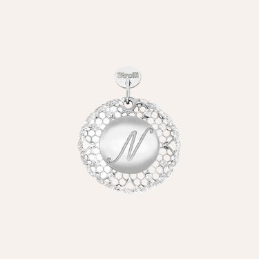 Charm in argento rodiato e glitter