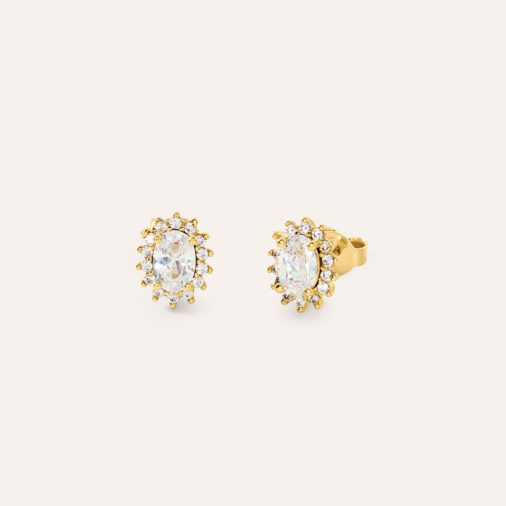 Orecchini Lobo Silver Glow Argento Dorato Cubic Zirconia