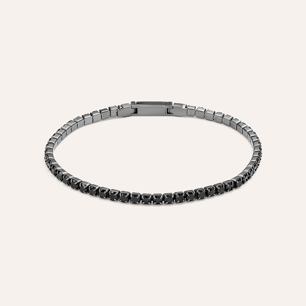 Bracciale Gentleman Argento Rodiato Cubic Zirconia
