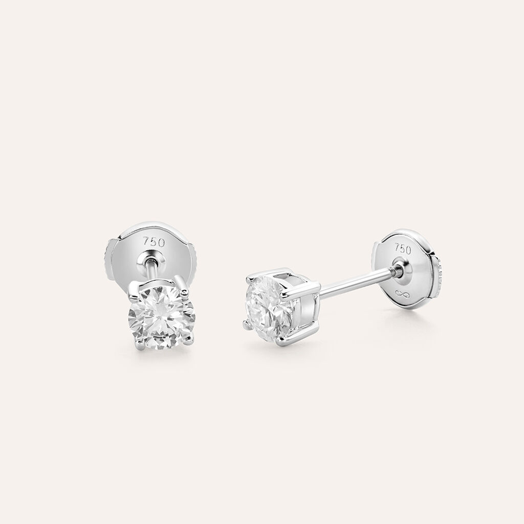 Orecchini Lobo Punto Luce Diamade Oro Bianco Diamante Lab-Grown