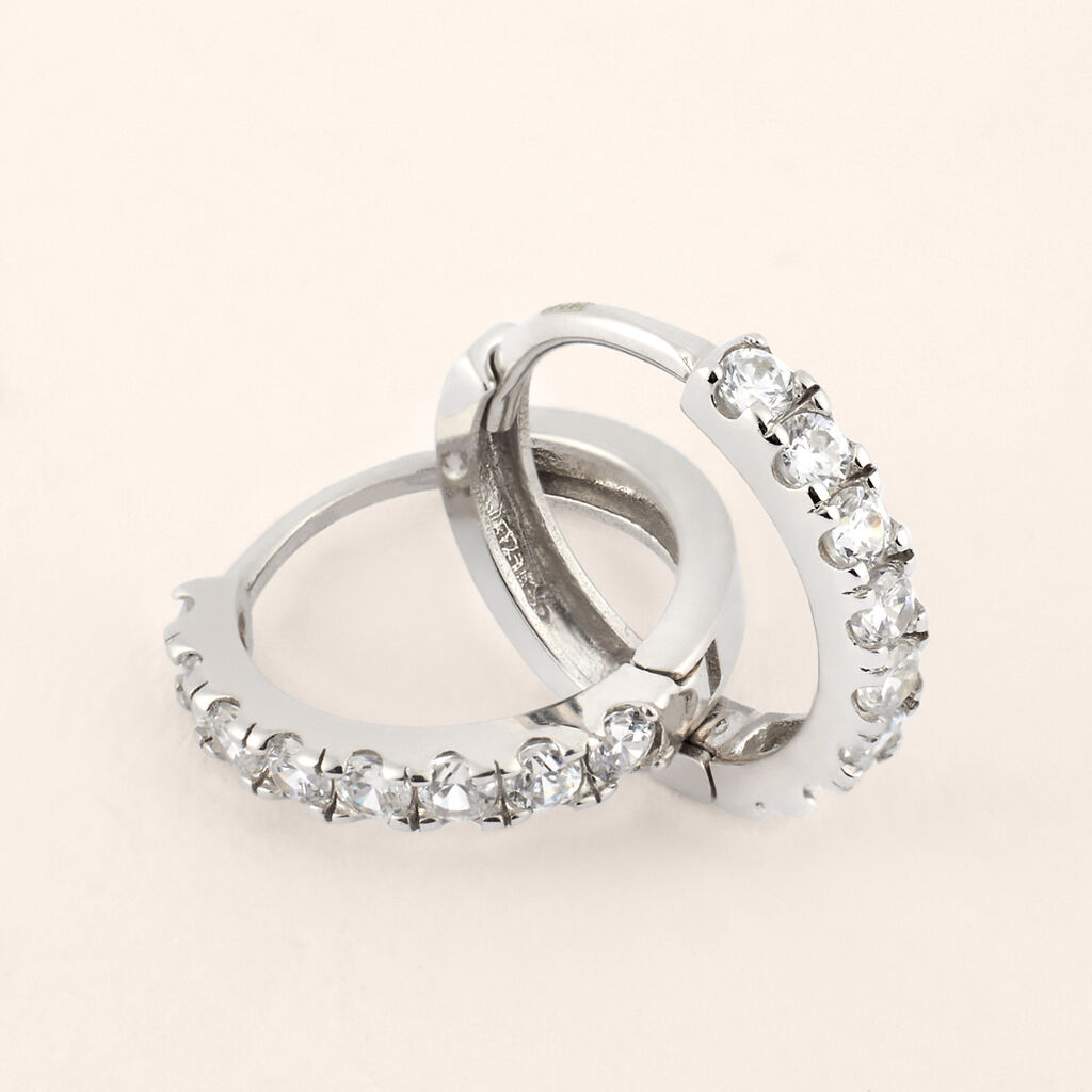 Orecchini A Cerchio Toujours Oro Bianco Cubic Zirconia - Orecchini a Cerchio Donna | Stroili