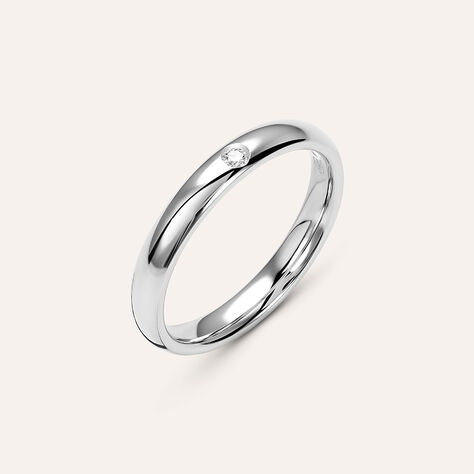 Fede Classica Leggera 3.6 mm Oro Bianco Diamante - Anelli con Incisione Unisex | Stroili