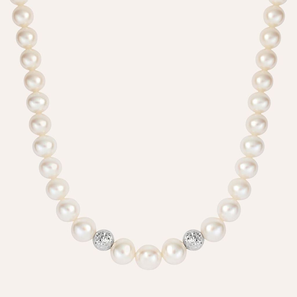 Collana Gabrielle Oro Bianco Perla D'Acqua Dolce