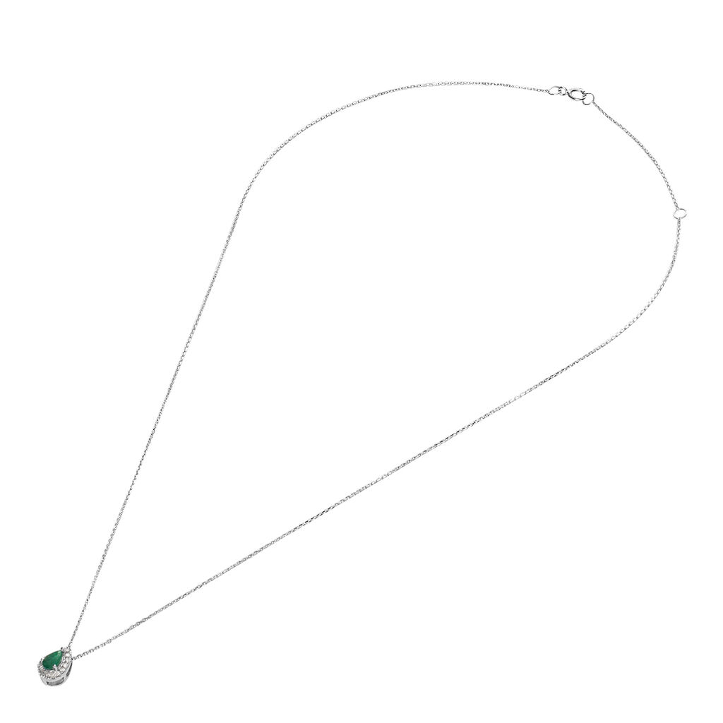 Collana Punto Luce Charlotte Oro Bianco Smeraldo Diamante - Collane Punto Luce Donna | Stroili