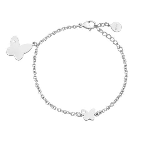 Bracciale charms farfalla in acciaio e cristalli - Bracciali Donna | Stroili