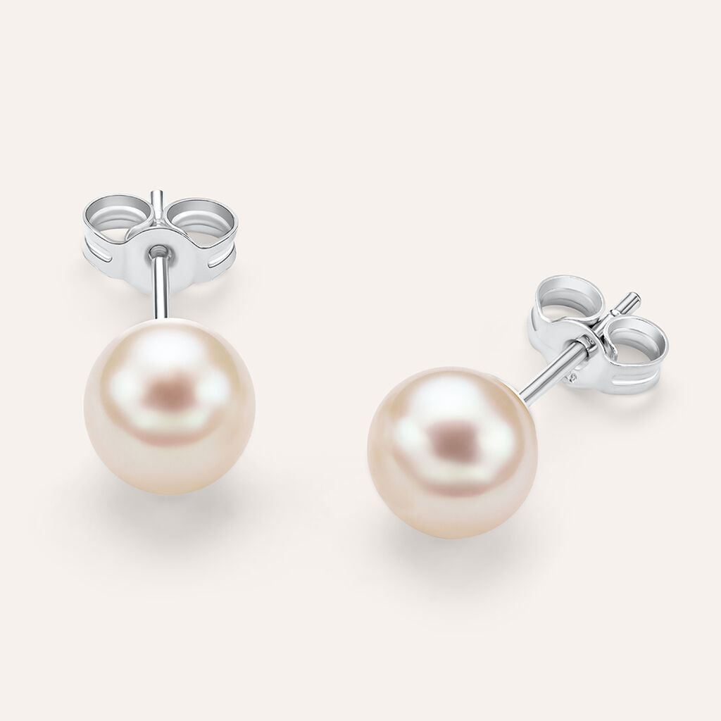 Orecchini Lobo Gabrielle Oro Bianco Perla D'Acqua Dolce - Orecchini a Lobo Donna | Stroili