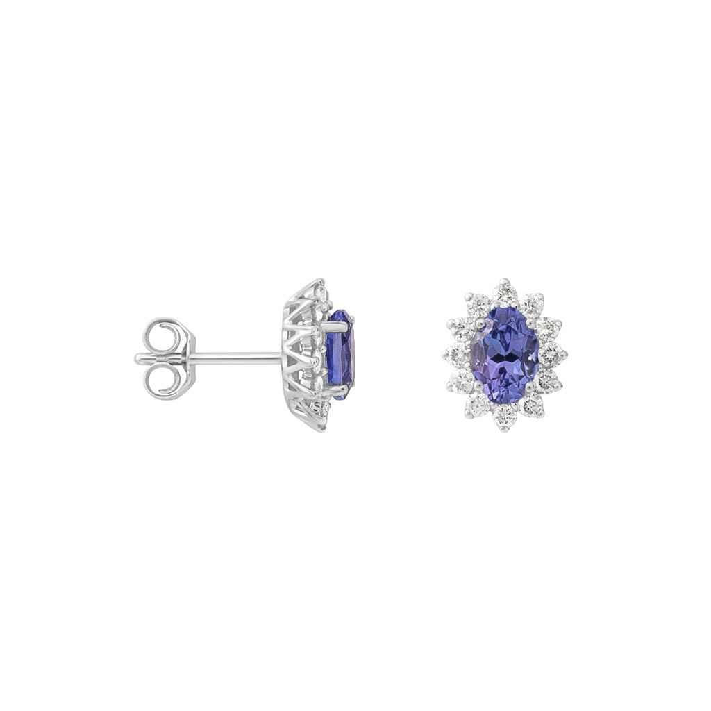 Orecchini Lobo Jasmine Oro Bianco Tanzanite Diamante - Orecchini a Lobo Donna | Stroili