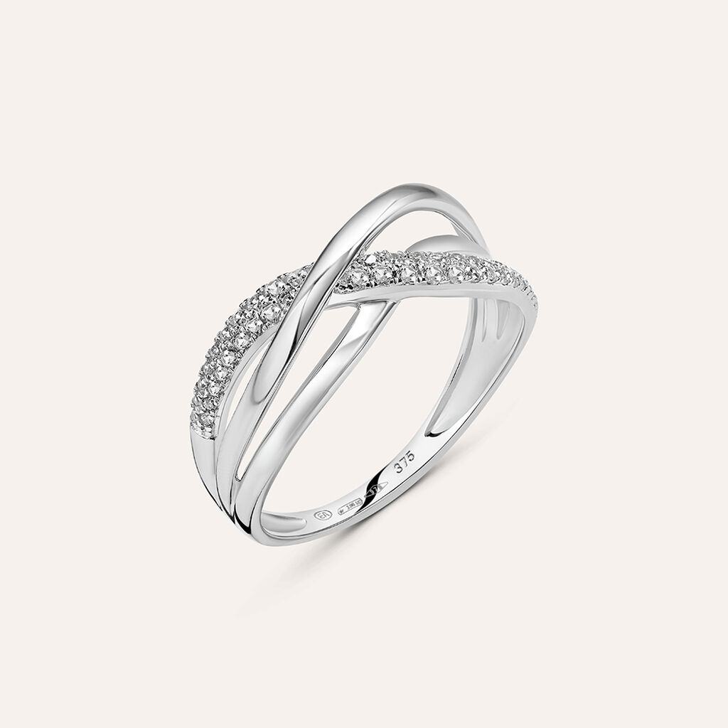 Anello Fascia Claire Oro Bianco Cubic Zirconia - Anelli a Fascia Larga Donna | Stroili