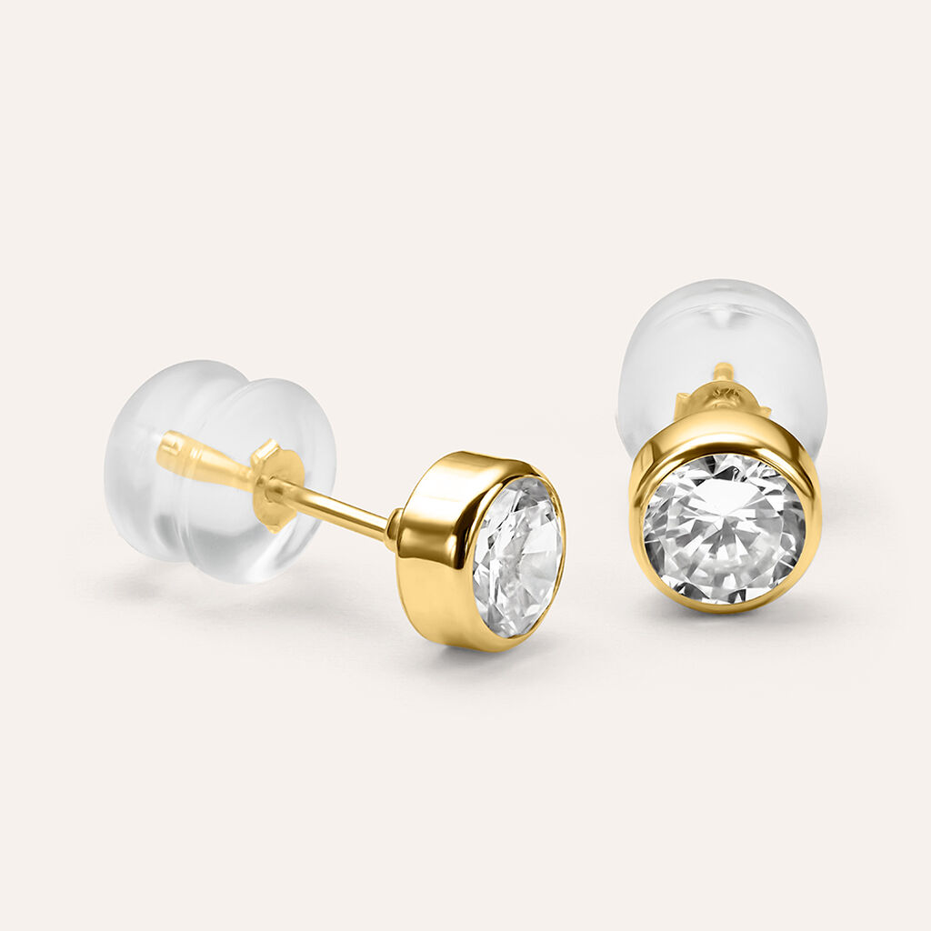 Orecchini Lobo Punto Luce Bon Ton Oro Giallo Cubic Zirconia