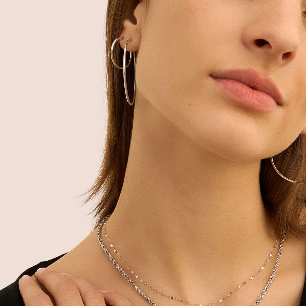 Orecchini A Cerchio Toujours Oro Bianco - Orecchini a Cerchio Donna | Stroili
