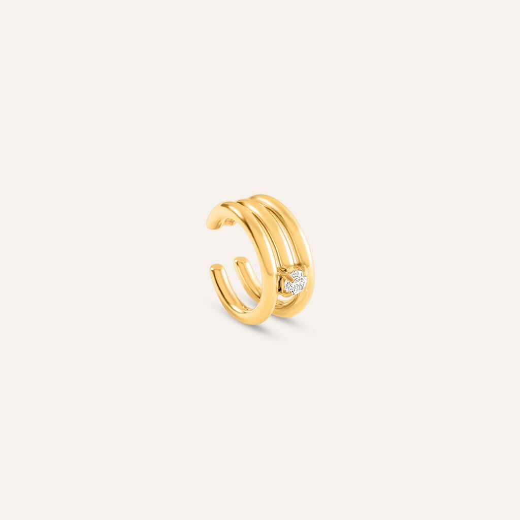 Ear Cuff Radiance Acciaio Dorato Cubic Zirconia