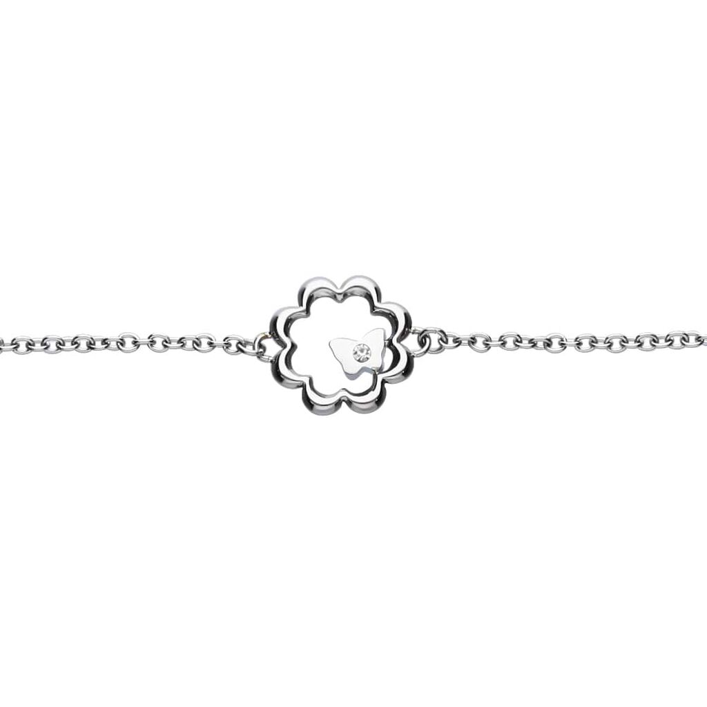 Bracciale fiore con strass in acciaio silver - Bracciali Donna | Stroili