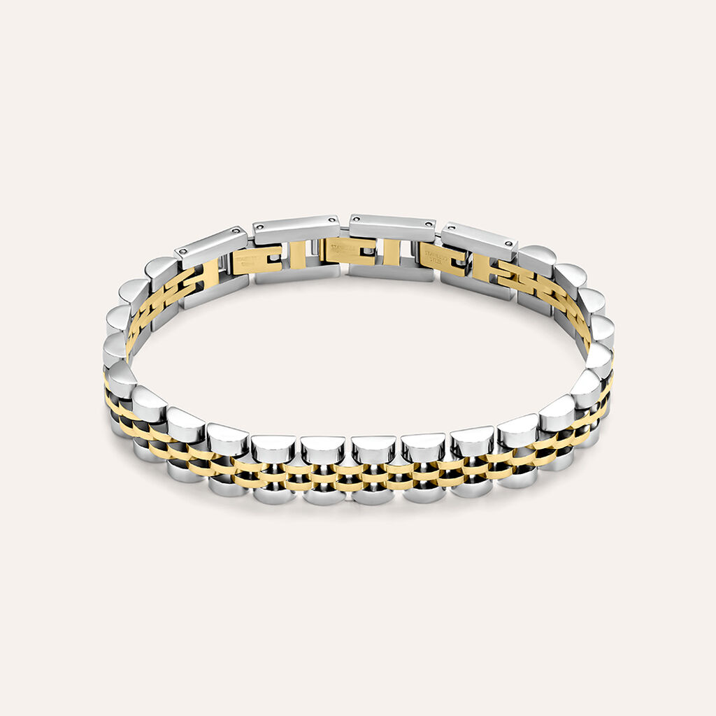 Bracciale Catena Man Code Acciaio Bicolore Dorato / Bianco