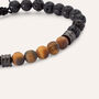 Bracciale Man Code Ottone Nero Pietra lavica Occhio di Tigre