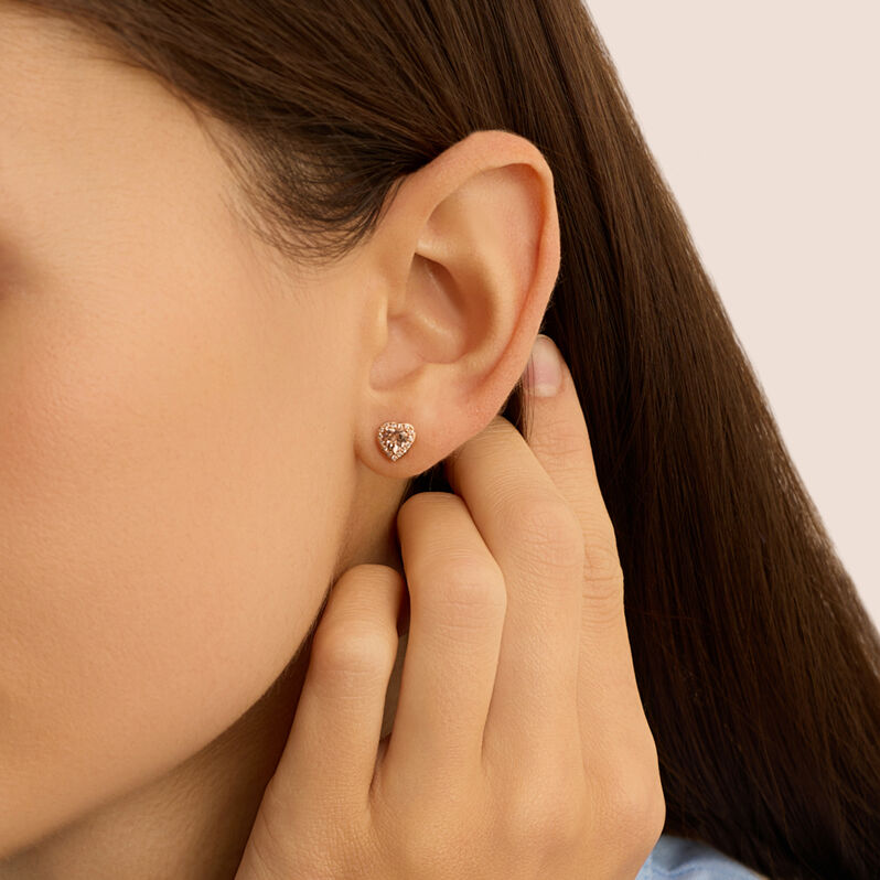 Orecchini Lobo Jasmine Oro Rosa Morganite Diamante - Orecchini a Lobo Donna | Stroili