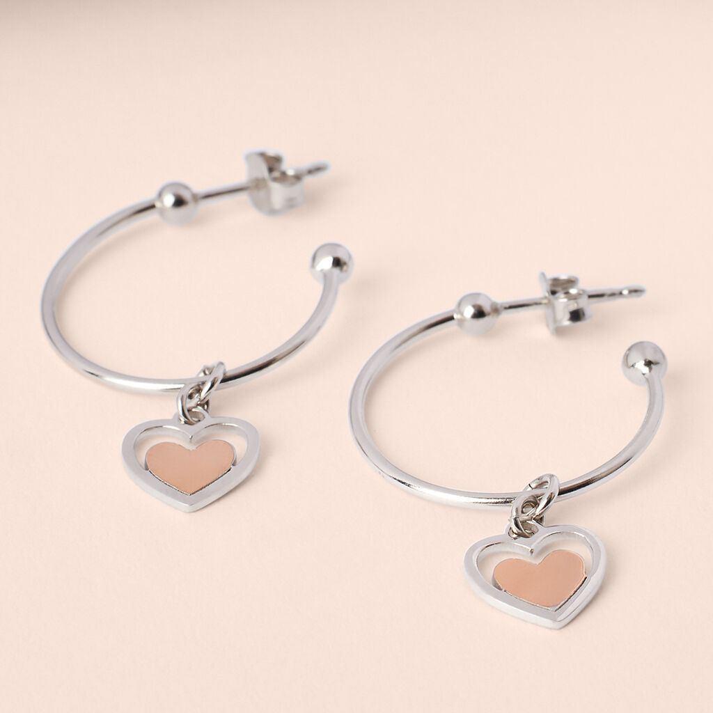 Orecchini A Cerchio Silver Collection Argento Bicolore Bianco / Rosa